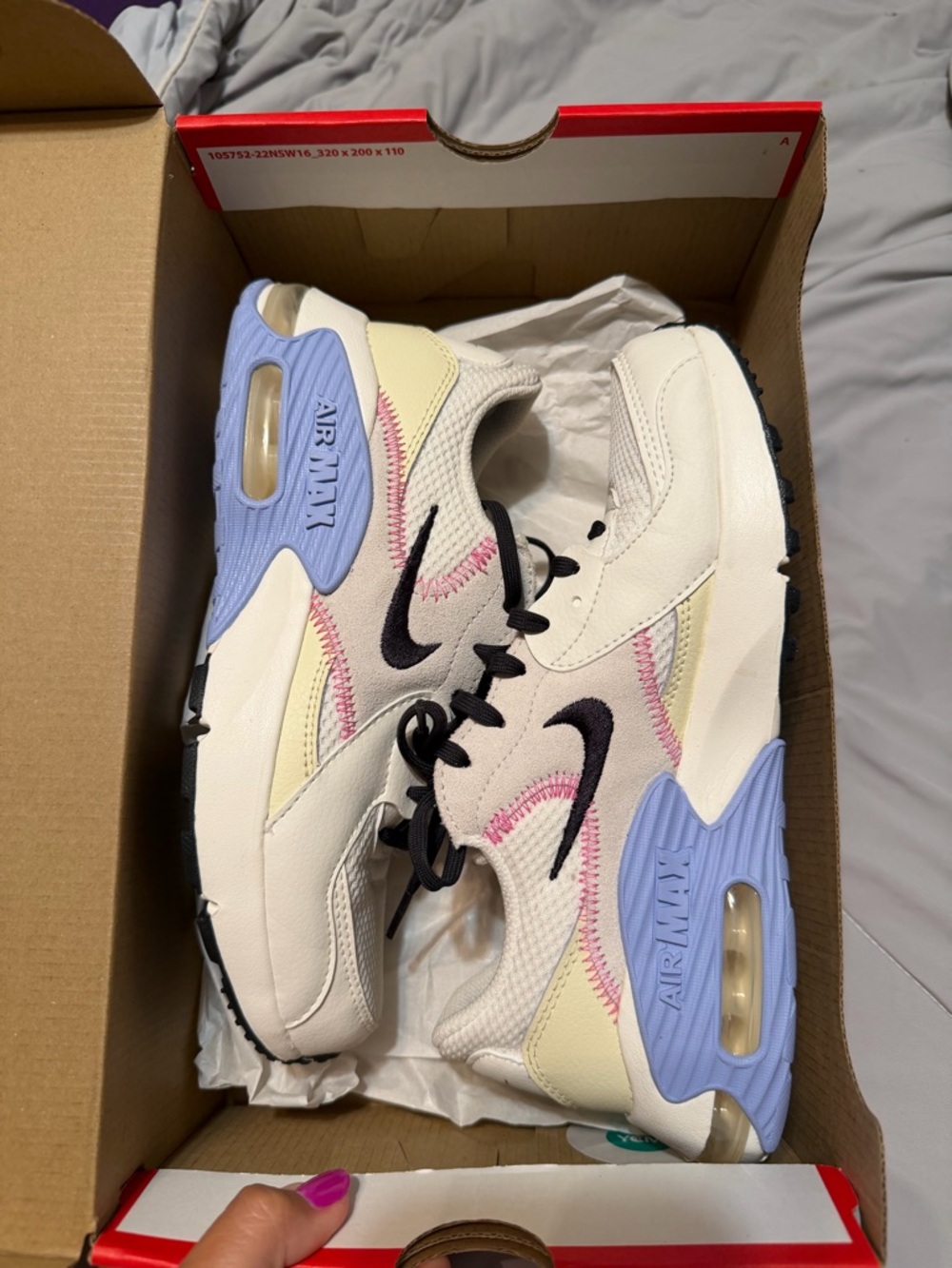 Nike Air Max Sneakers in White, Cream, Lavender and Black